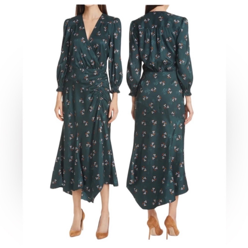 Veronica Beard Green Floral midi Dress